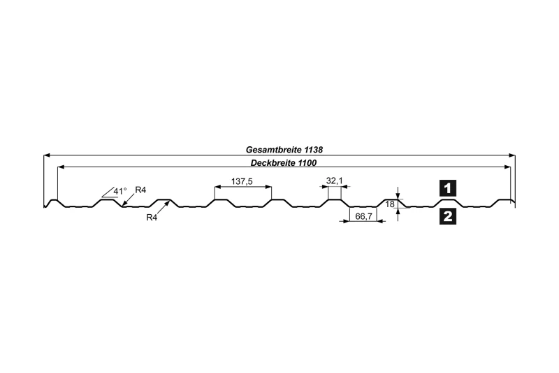 Trapezprofil T18 DR 35 µm Polyester Matt-Grobkörnig