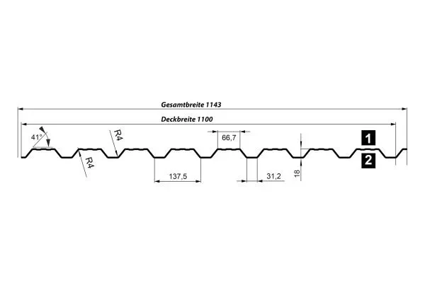 Trapezprofil T18 DR 35 µm Polyester Matt-Grobkörnig