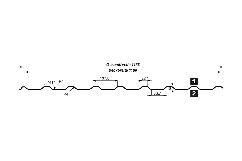 Trapezprofil T20 M 35 µm Polyester Matt-Grobkörnig