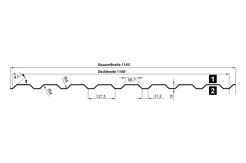 Trapezprofil T20 M 35 µm Polyester Matt-Grobkörnig