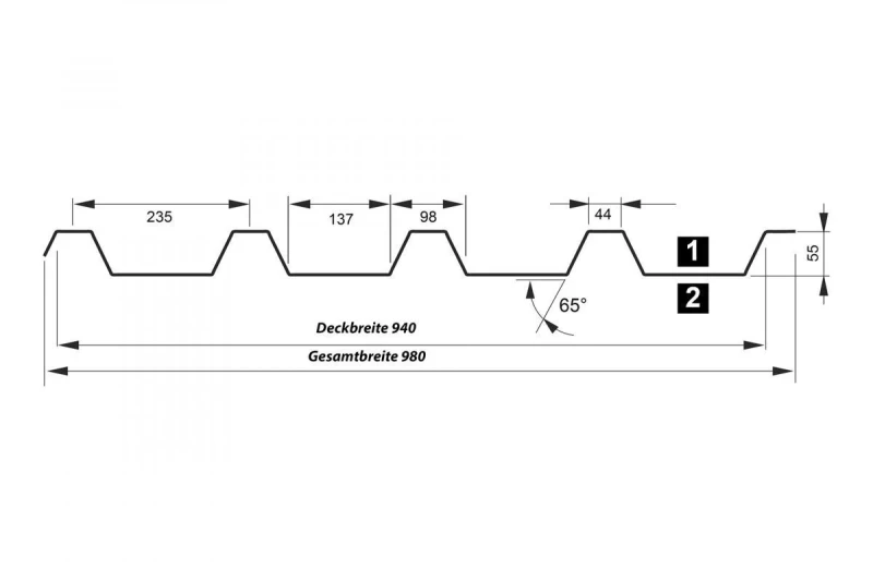 Trapezprofil T55 P Dach/Wand